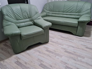 Mobilier 3,1 canapea cu un fotoliu de piele naturala new...